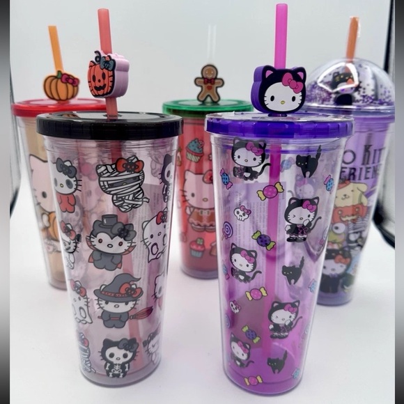 Hello Kitty Other - LOT OF 5 Hello Kitty Tumbler Cups New Gift Christmas Halloween Sanrio Cartoon